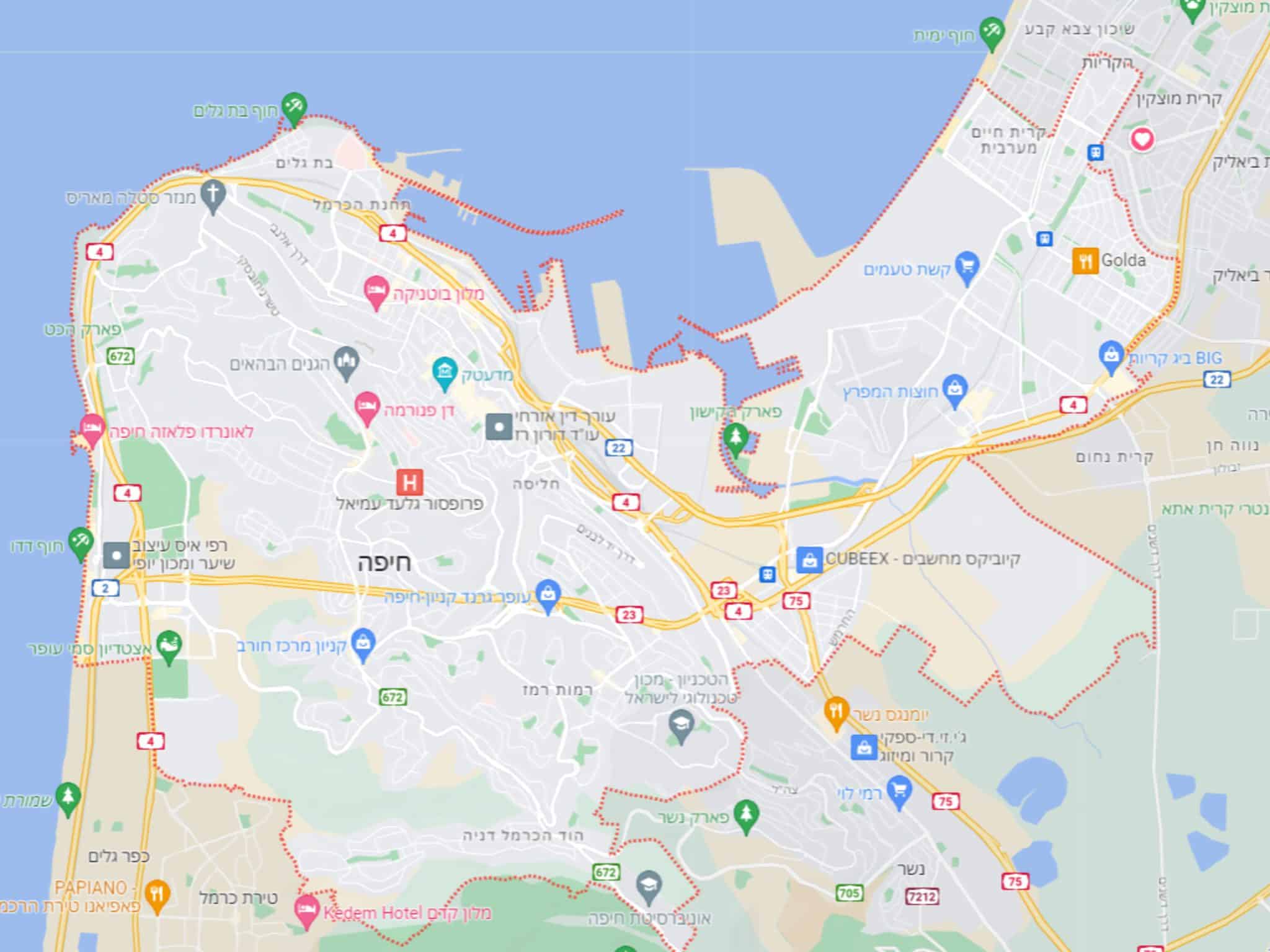 מפת העיר חיפה